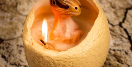 hatching dinosaur candle